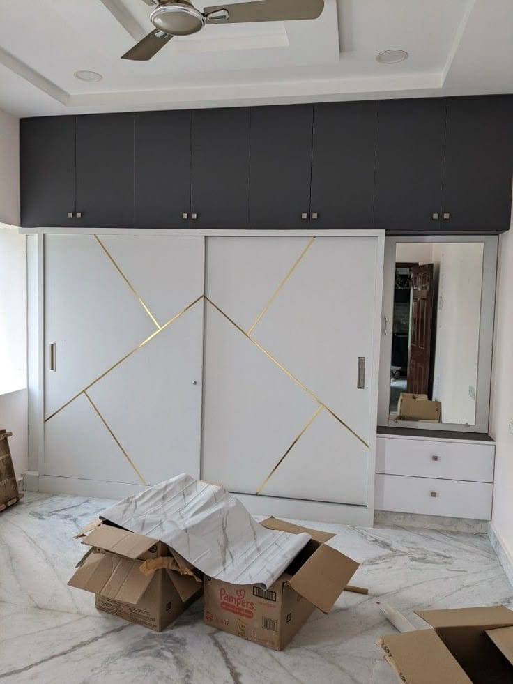 Marble & Wood Sliding Cupboard