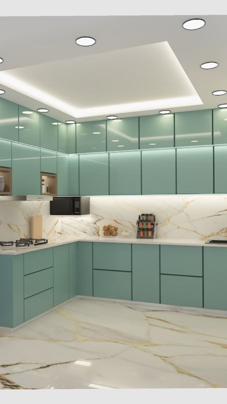 Blue Peninsula Modular Kitchen